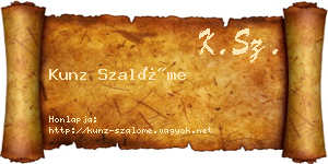 Kunz Szalóme névjegykártya